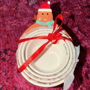 Holiday Christmas measuring cups gingerbread Santa hat